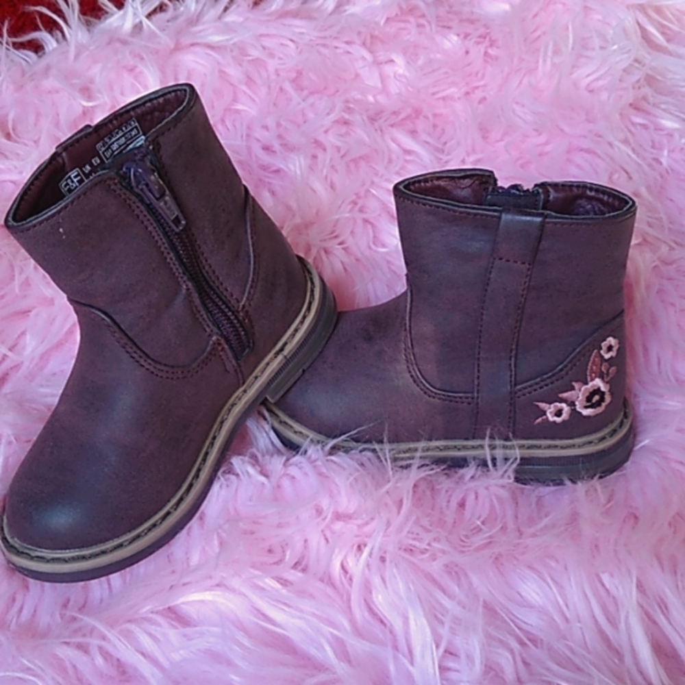 F&F Little Girls  Leather Boots. Brown. SZ EU 21 / US 5.5